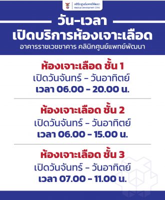 📢 ประชาสัมพันธ์ | วัน-เวลาเปิดให้บริการห้องเจาะเลือด